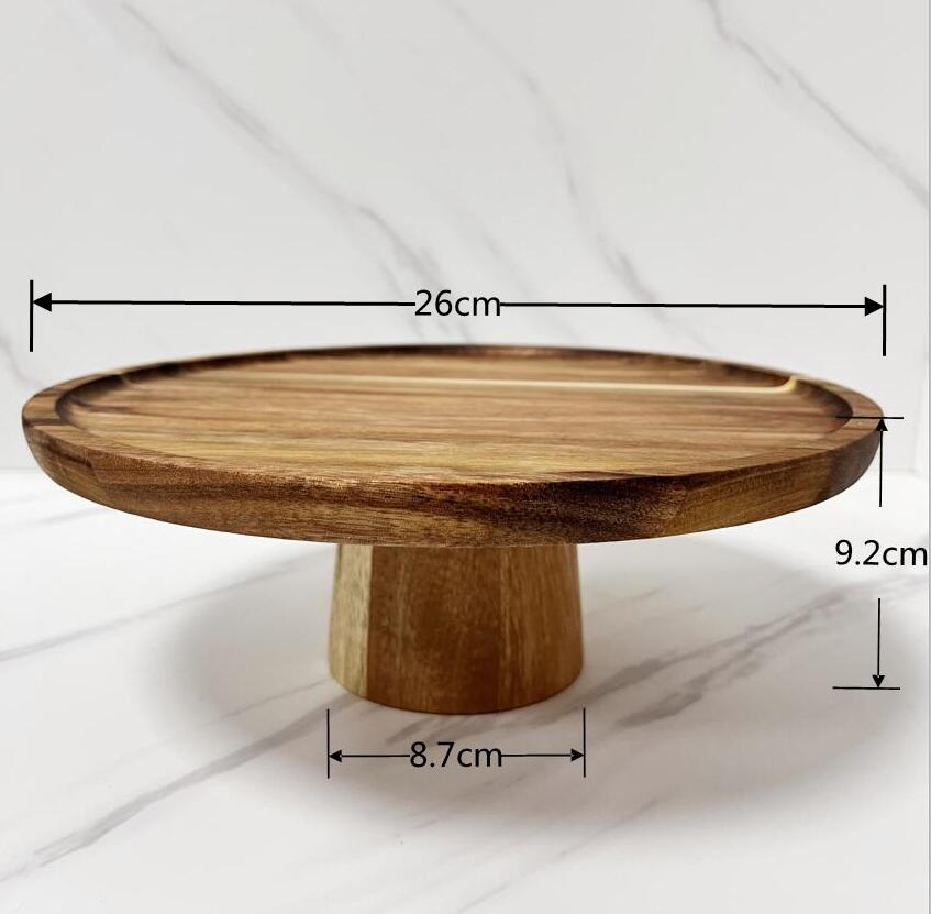 Household Circular Solid Wood Trays Sushi High Foot Cake Plates Fruits Snacks Kitchen Tools with Trays Living Room Display Plate