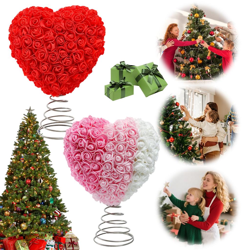 Valentines Day Heart Shaped Tree Topper Romantic Holiday Tree Decoration Love Ornament for Valentines Day Wedding Decoration