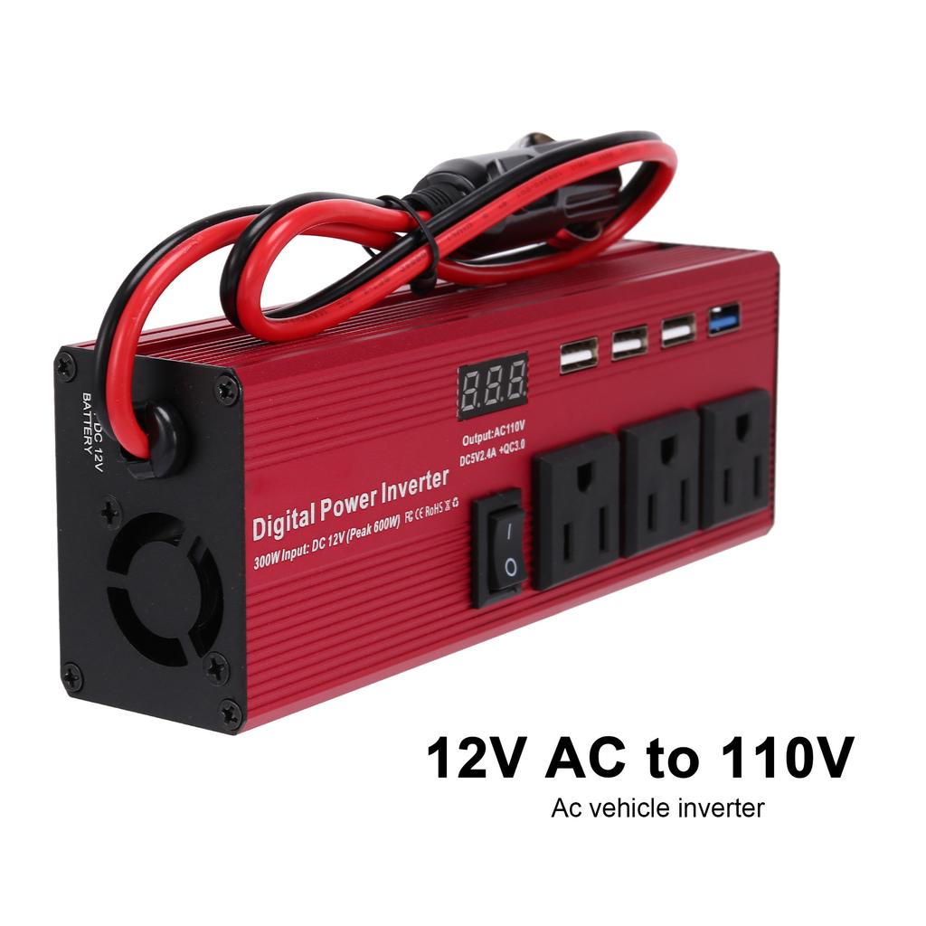 300W Car Power Inverter Sine Wave DC 12V TO AC 110V 120V Solar ...