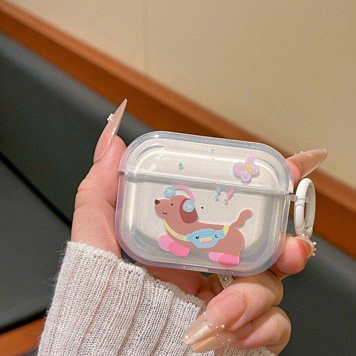 Cartoon cute puppy for Apple 1 generation Pro earphone soft shell cute earphone dog AirPods 1 /1/Pro blue