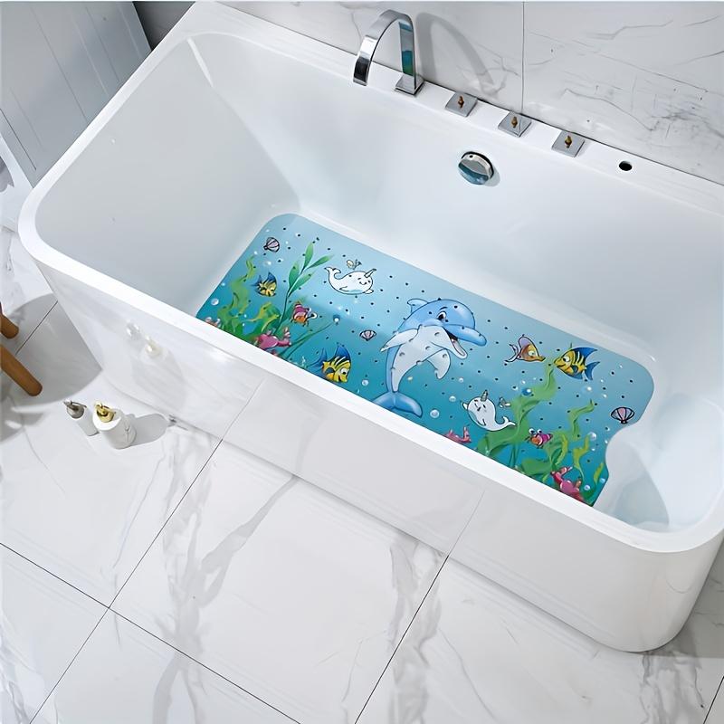 1pc Large Non-Slip Bath Mat, PE Cartoon  Easy-Clean Kids Bathroom Decor