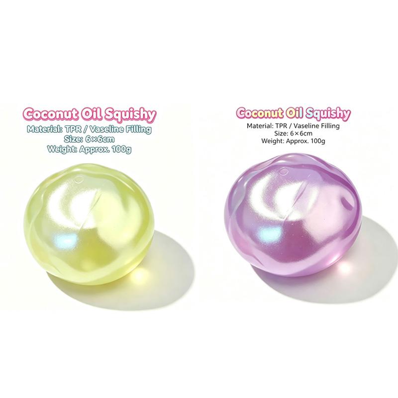 6cm Squishy Pearl Coconut Oil Squeeze Toy Shapeable Slow Rising Stress Relief Toy Vaseline Material Stress Ball Decompression Fidget Sensory Toy