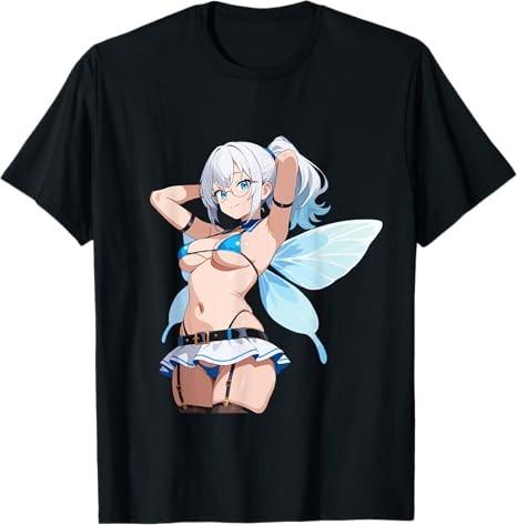 Waifu Sexy Anime Girl Fairy Glasses Black TShirt S