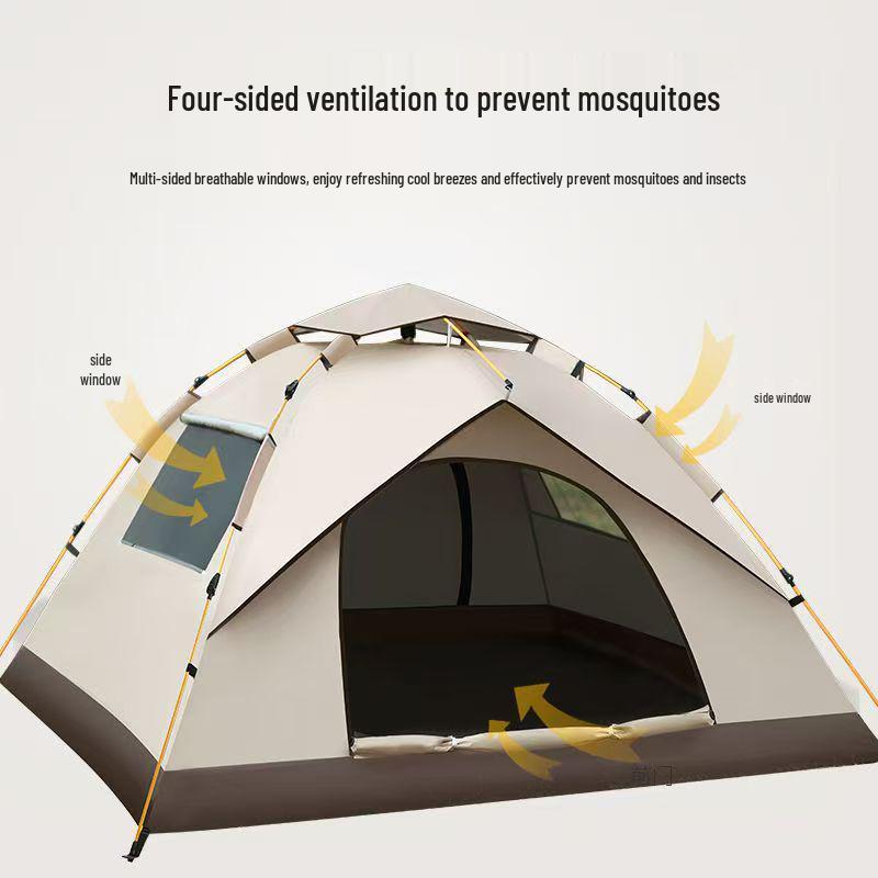 Automatic Foldable Double Tent with Sun Protection & Water-Repellent Oxford Cloth for Outdoor Camping.