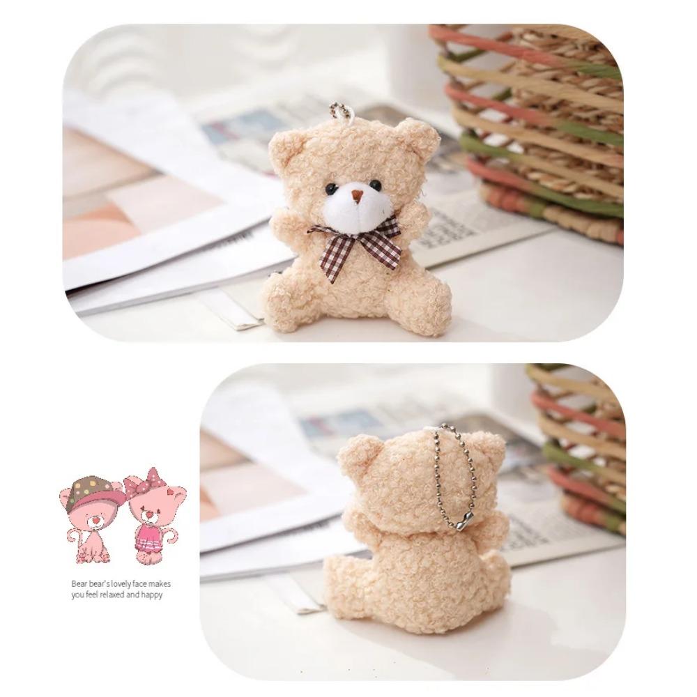 Roztomilý mäkký plyšový medveď Mini plyšové medvedíky Plyšové hračky Kľúčenka Party Svadobná Vianočná Dekorácia Darčeky Detská kľúčenka Prívesok Bábika