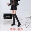 Fashion 11CM Microfiber Leather Platform Wedge Knee High Booties Women Autumn Slip On Spring Chimney Hidden Heels Over The Shoes