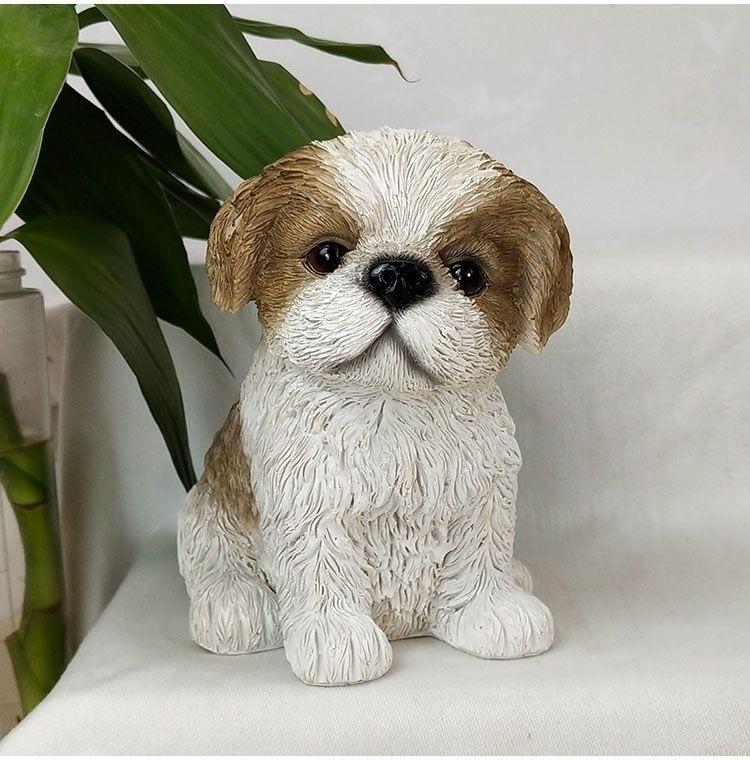 Simulated Dog Model Ornament Resin Dog Sculpture Decoration Bedroom Desktop Decor Home Decoration Accessories Kids Birthday Gift
