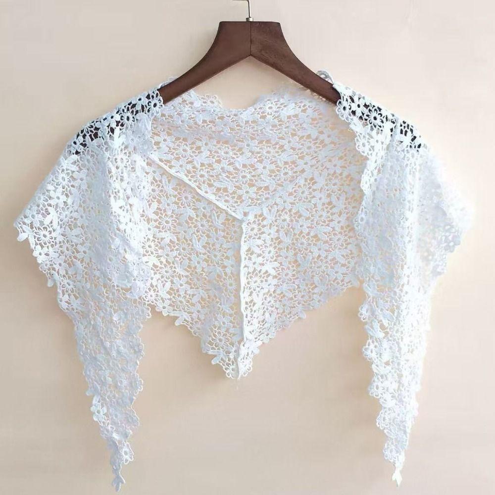 Sheer Mesh Floral Lace Scarf Hollow Design Crochet Headscarf Cute Beach Hair Band  Beach Outfits