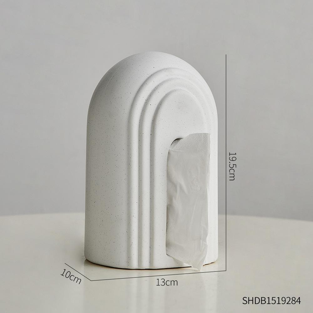 Modern Minimalist Arch Ceramic Wave Tissue Box Standing Paper Holder Dining Table Living Room Decor