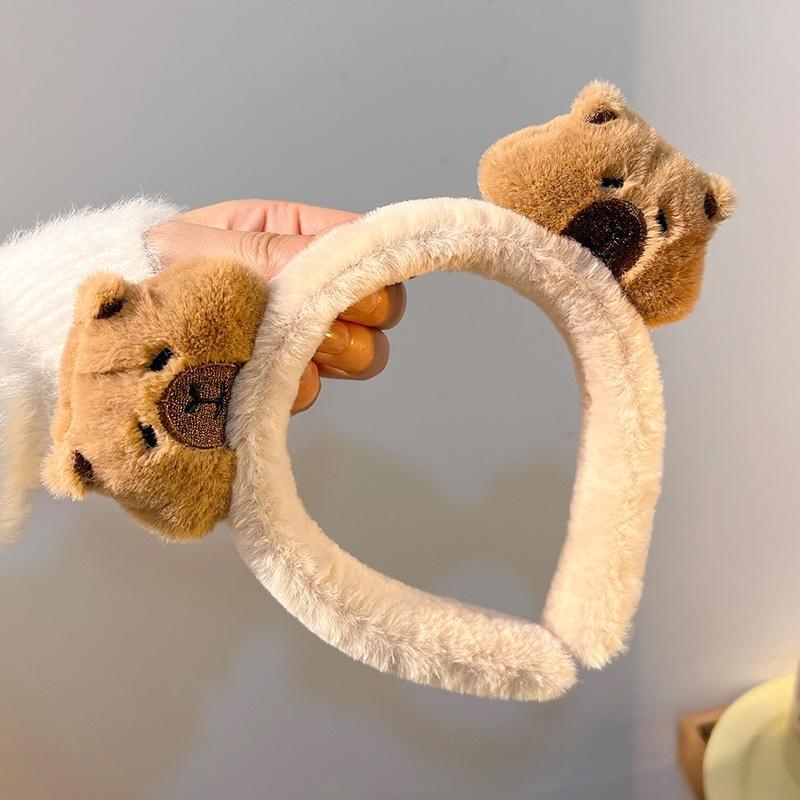 Plush Capybara Headband for Women: Perfect for Face Washing, Makeup, and Masks - Cozy Fall/Winter Hair Accessory with Capybara Design