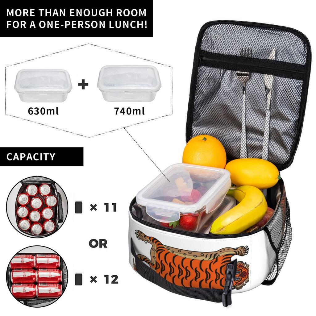 Tibetan Tiger Rug Insulated Lunch Bag for Women Kids Portable Food Boxes Thermal Lunch Box Tote