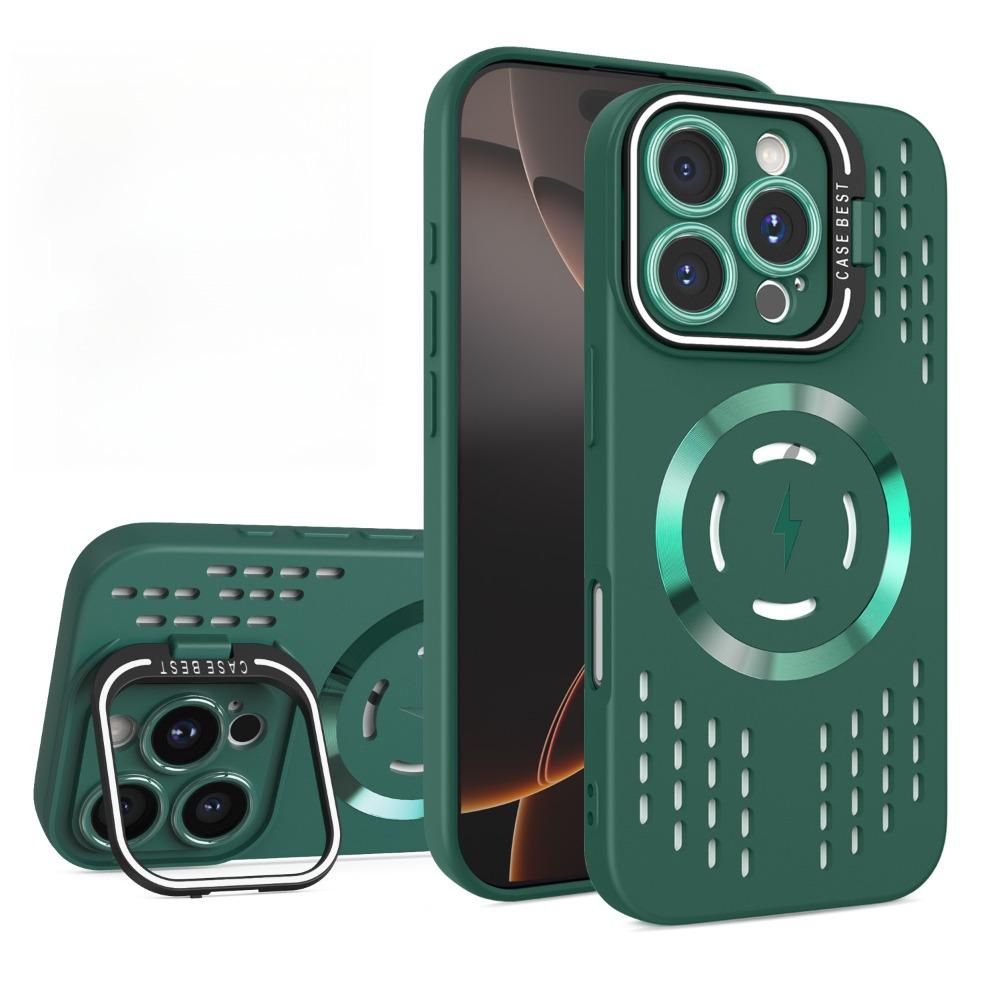 IPhone 15 16 Pro Max 16e 14 Plus 13 12 11 Wireless Charging Cover Flip Lens Stand for Magsafe Heat Dissipation Phone Case