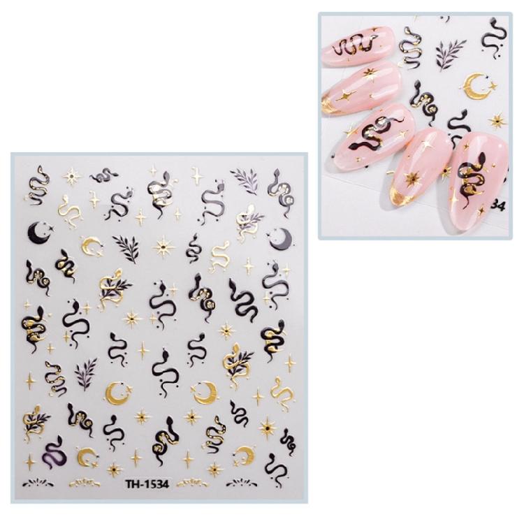 1 Sheet Fashion Nail Art Decals for Chinese New Year Manicure Decors with Cartoon Snake PatternsNail Salon Accessories