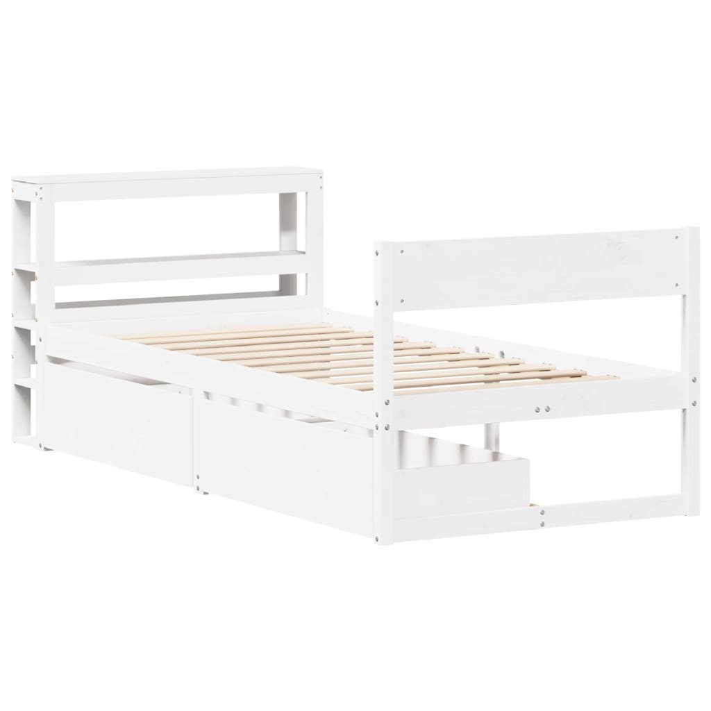 Vidaxl Rama Łóżka Bez Materaca, Biała, 75X190 Cm, Lite Drewno Sosnowe