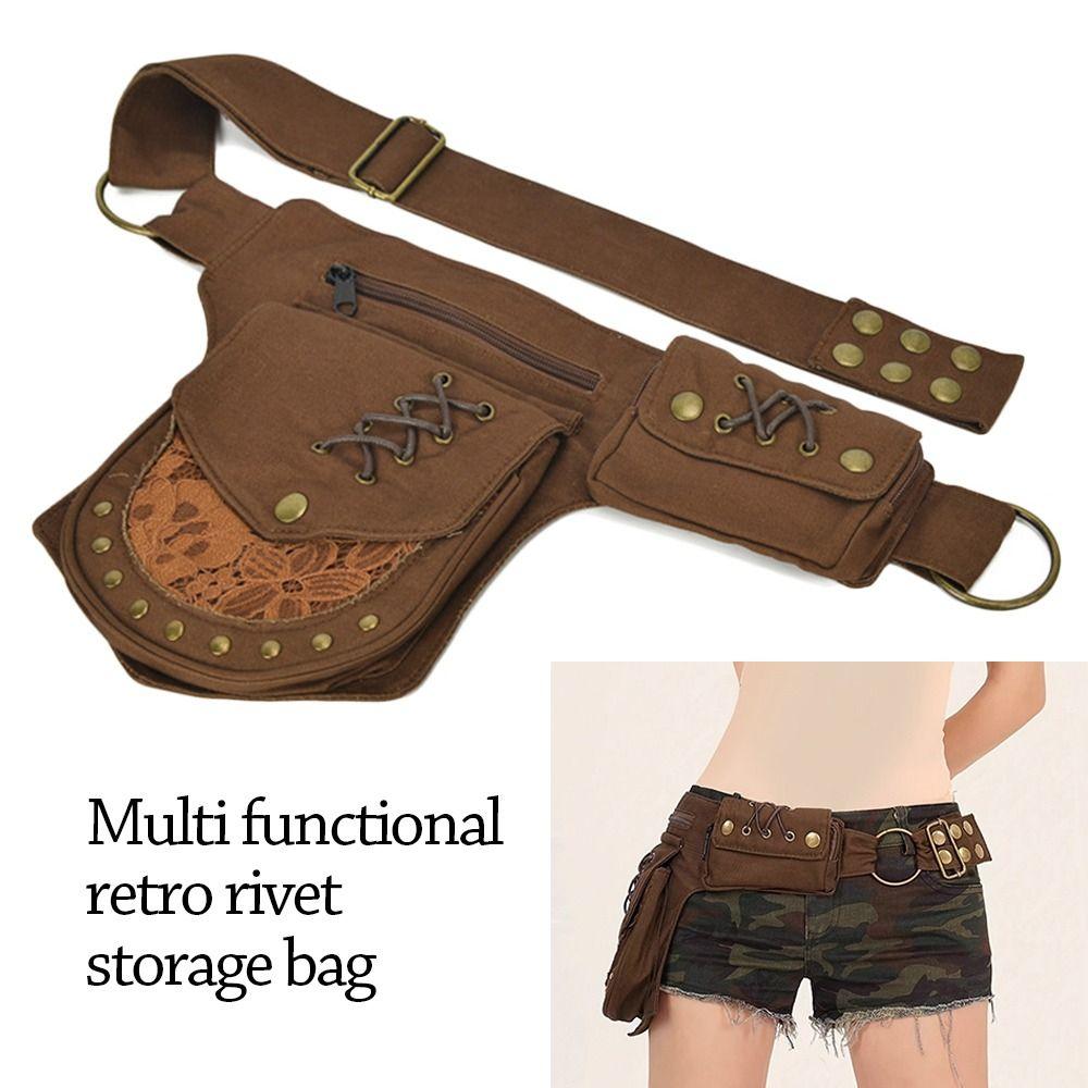 Fashion Cotton Belt Waist Packs Adjustable Strap Multi-functional Phone Pouch Vintage Travel Crossbody Bag Outdoor