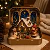Christmas Mantelpiece A Tin Set in Ornament Mini Box, Pocket Size Holiday Scene Desktop