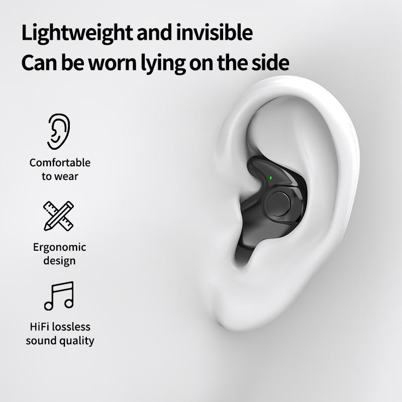 Mini Sleep Bluetooth Earphones, Comfortable Fit for Side Sleepers, Binaural Stereo Sound, Wireless
