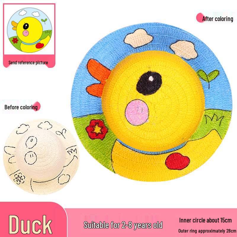 Child's DIY Painted Straw Hat Kit - Creative Art & Coloring for Kindergarten