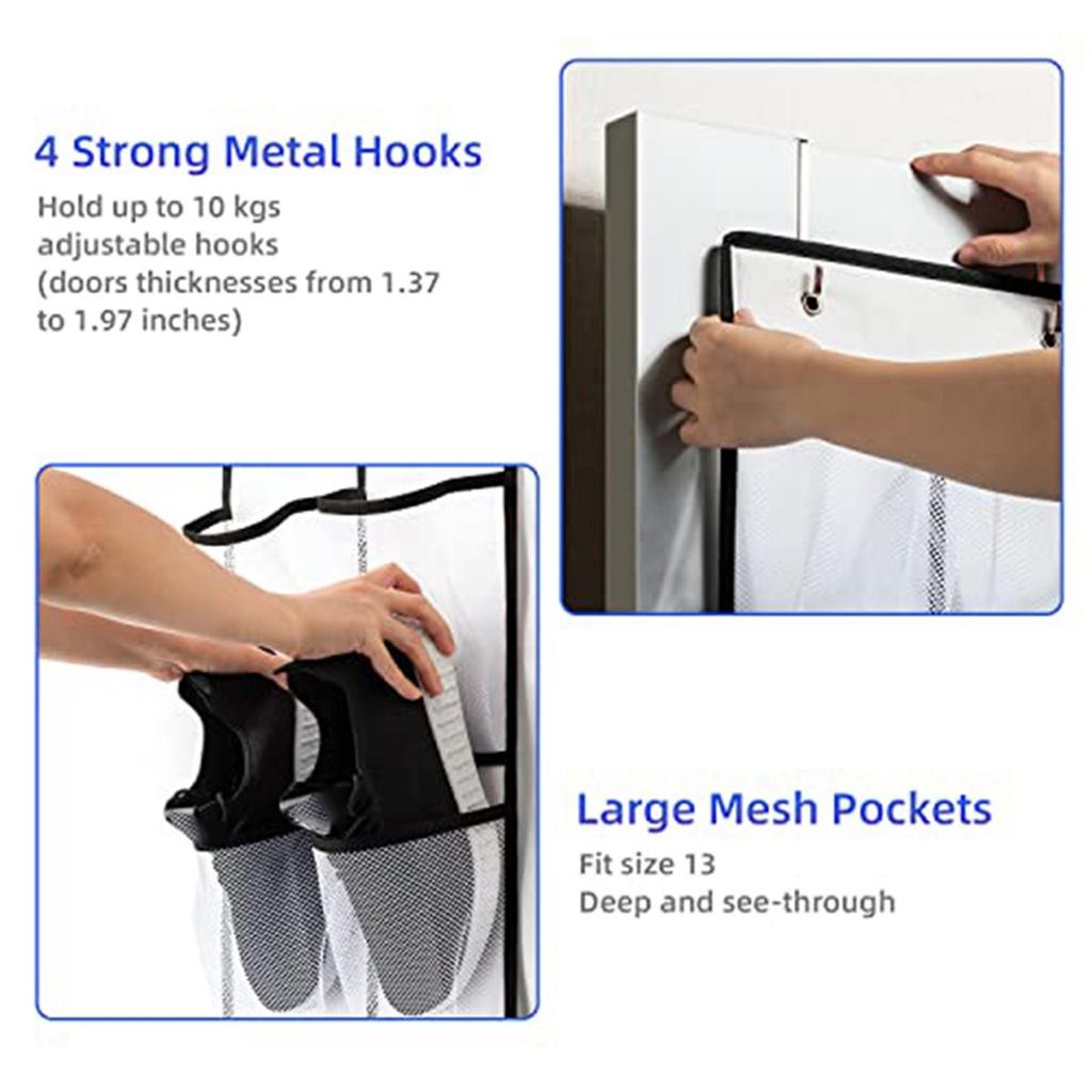2pcs -Tier over Door Shoe Organizer, Large Deep Pockets,Ideal for Sneakers and Boots Organizing Bags