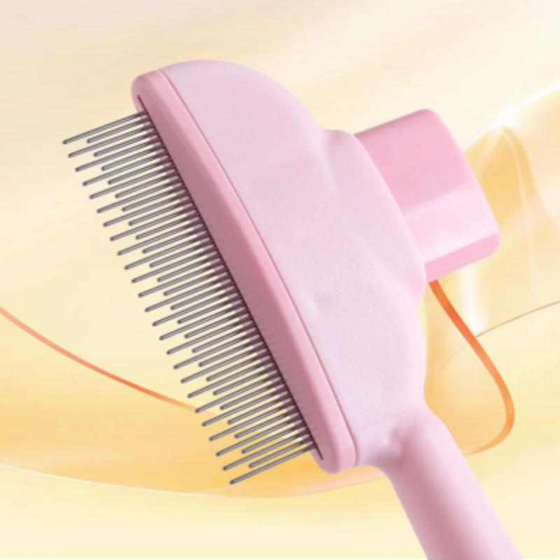 New Pet Comb for Cats & Dogs - Detangling Brush with Self-Cleaning Design, Anti-Shedding & Flea Removal Grooming Tool