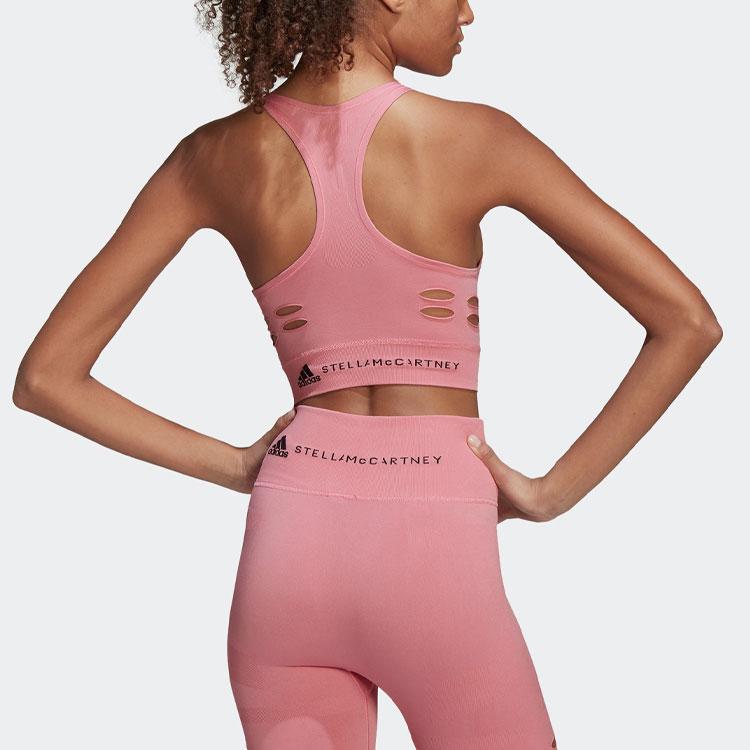 adidas X Stella McCartney Zusammenarbeit Einfarbig Zerrissenes Stretch Crop Sport Tanktop Damen Tops Rosa HD9071