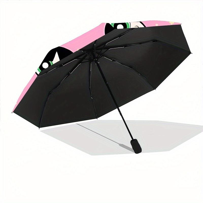 1pc Powerpuff Girls Characters Automatic Folding Umbrella with 8-Rib Compact & Lightweight Design, Self-Opening/ Closing, 094
