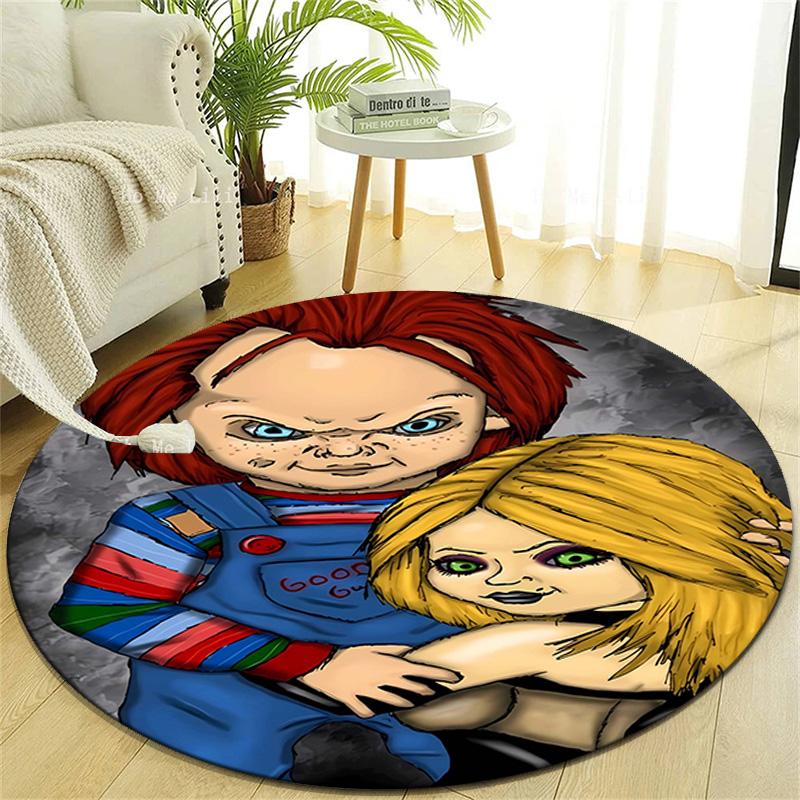 1pc Chucky1 Design Printed Area Round Carpet for Bedroom Living Room Home Decor Rugs Mat Non Slip Mat Rug for Bedside