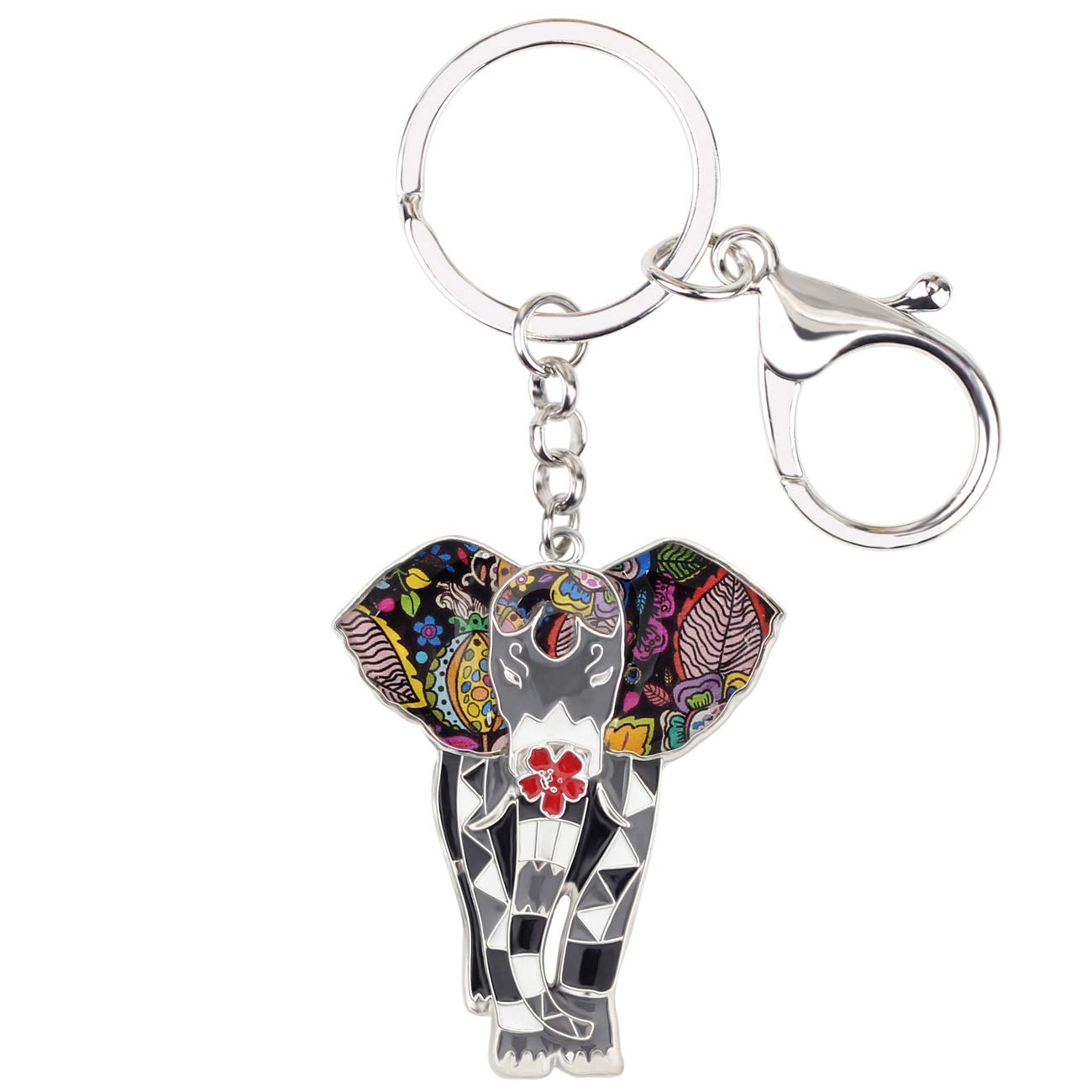 

WEVENI Enamel Alloy Elephant Keychain Jungle Animal Key Ring Jewelry for Women Girls Bag Car Wallet US Size: 47mm x 40mm Color: Black