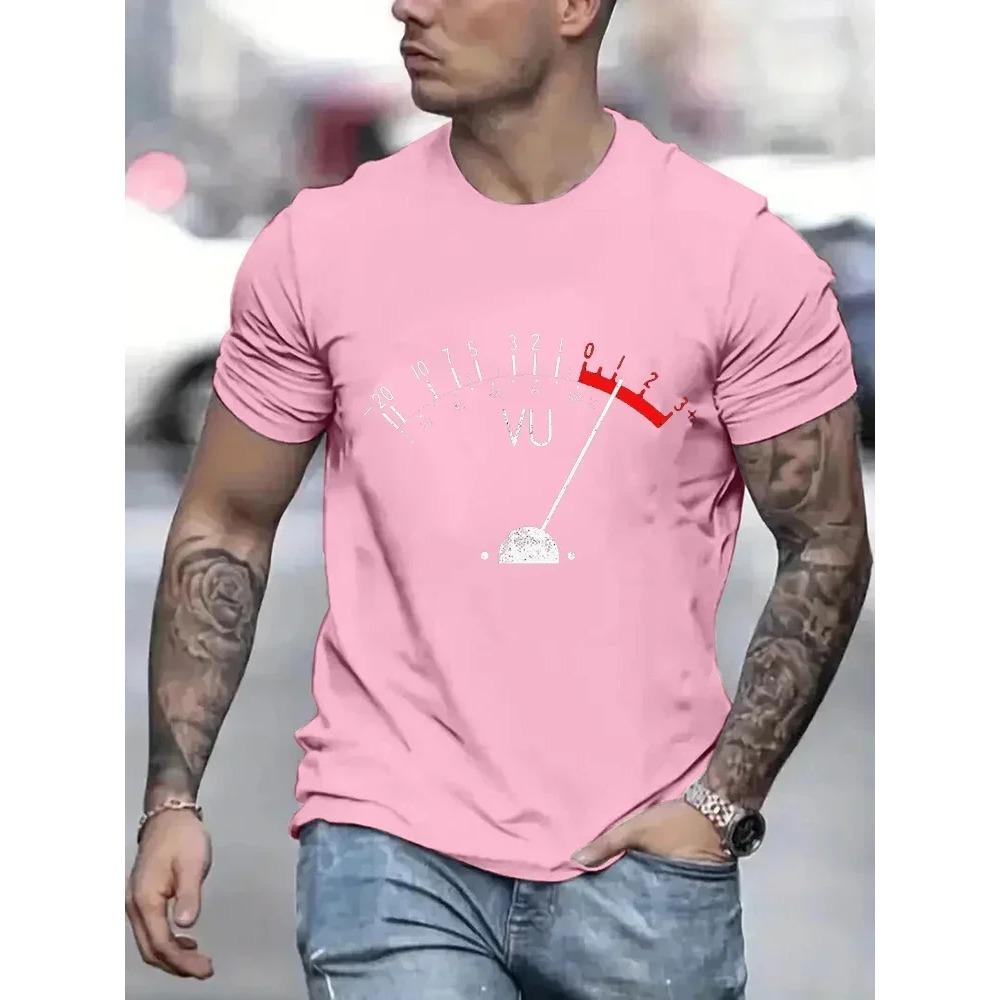 Vintage VU Meter Print Men T Shirts Streetwear Summer Clothes Oversized Tshirts Clothes Loose T Shirt Short Sleeve Men Clothing