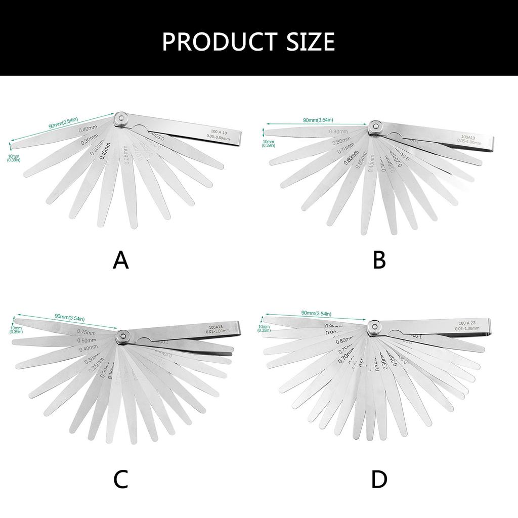 Feelers Gauges Set Stainless Steel Metric and Standard Thickness Gauges Tapered Feelers Gauges Measuring Tool