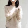 Soft Mink Cashmere Pullover Sweater - Women's Autumn/Winter Cozy Style Milk Knitted Cardigan Thickened Top