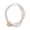 Geometric Round Flower Pearl Clavicle Necklace: Retro European & American Design
