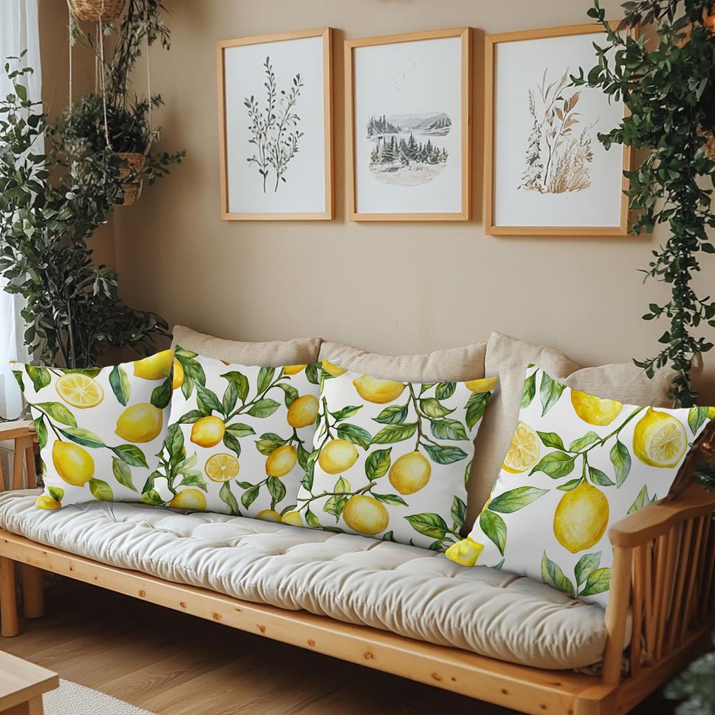 Lemon Pillow Covers Fresh Fruit Designs Holiday Sofa Home Room Office Living Decor Single Sided Printing Summer Kitchen Cushion