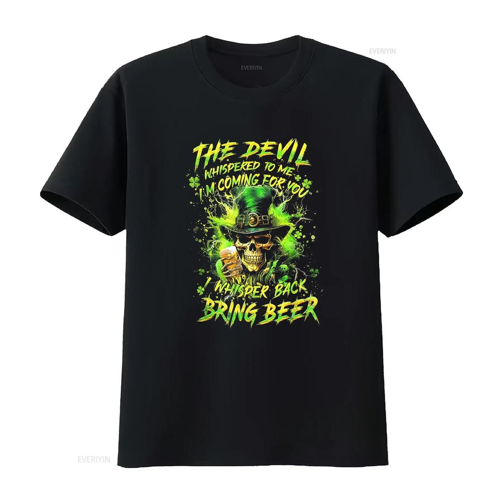 LIMITED The Devil Whispered To Me I'm Coming For You I Whisper Back Bring Beer T Shirt Size S 5