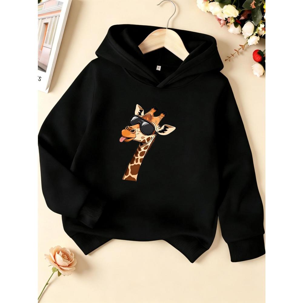 Children's Hooded Sweater Sunglasses Cool Handsome Giraffe Print Casual Comfortable Soft Spring and Autumn Models