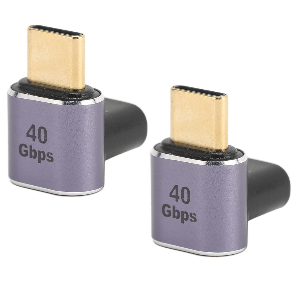 2 Pcs USB C Male to Female Adapter Right Angle 90 Degree PD 100W 40Gbps 8K60Hz HD Type C Male to