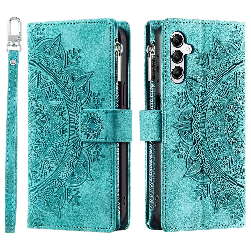 For Samsung Galaxy A37 5G Wallet Case Mandala Flower Pattern PU Leather Phone Cover with Wrist Strap