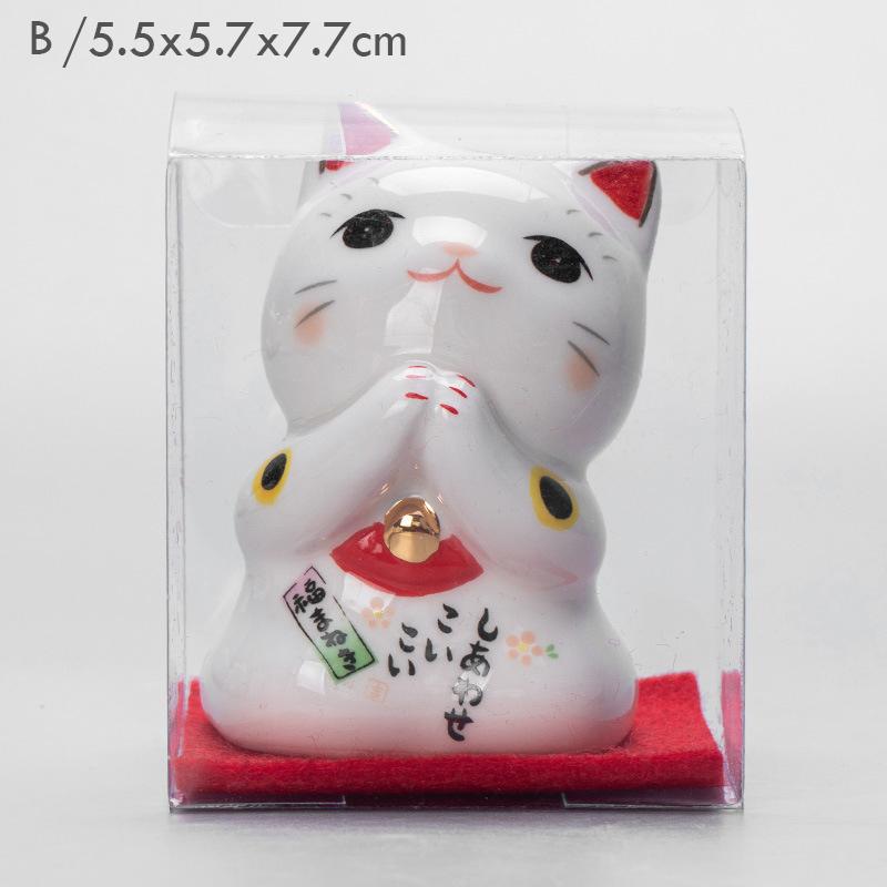 2,9 Zoll Keramik Glückliche Katze Figur Desktop Dekoration Glück Katze Ornament Mini Porzellan Kätzchen Figur
