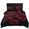 Bett Dreiteiliges Set, Rote Blume 3D Digitaldruck Kissenbezug, Heimtextil Bettbezug 3-teiliges Set
