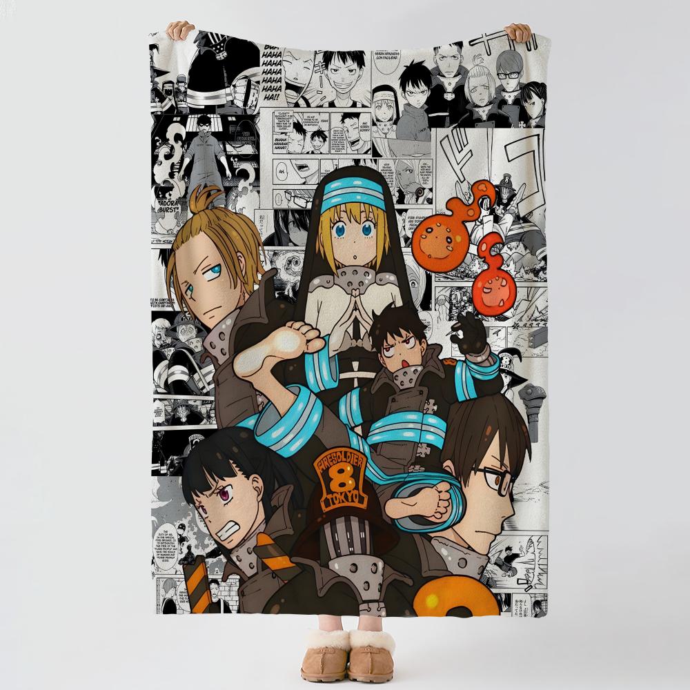anime F-Fire Force-e Throw Thick Comfort Flannel Quilt, Multi-scene Use Indoor Outdoor Daily Nap