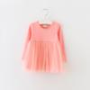 New Spring/Autumn Long Sleeve Cotton Princess Dress for Girls with Mesh and Puffy Design