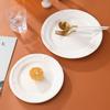 Simple Relief Ceramic Disc Creative Dessert Cake Breakfast Shallow Plate Western Steak Round Flat Plate Household Dish Plate