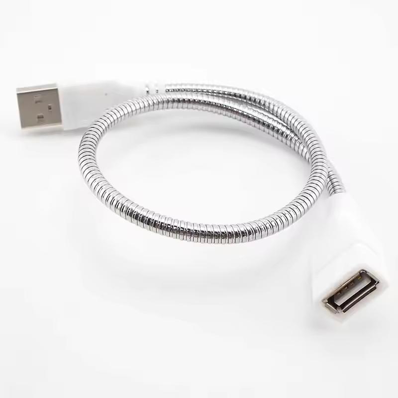 LED Light USB Extension Cord Fan Power Supply Adapter Cable Male To Female M20 Flexible Metal Hose