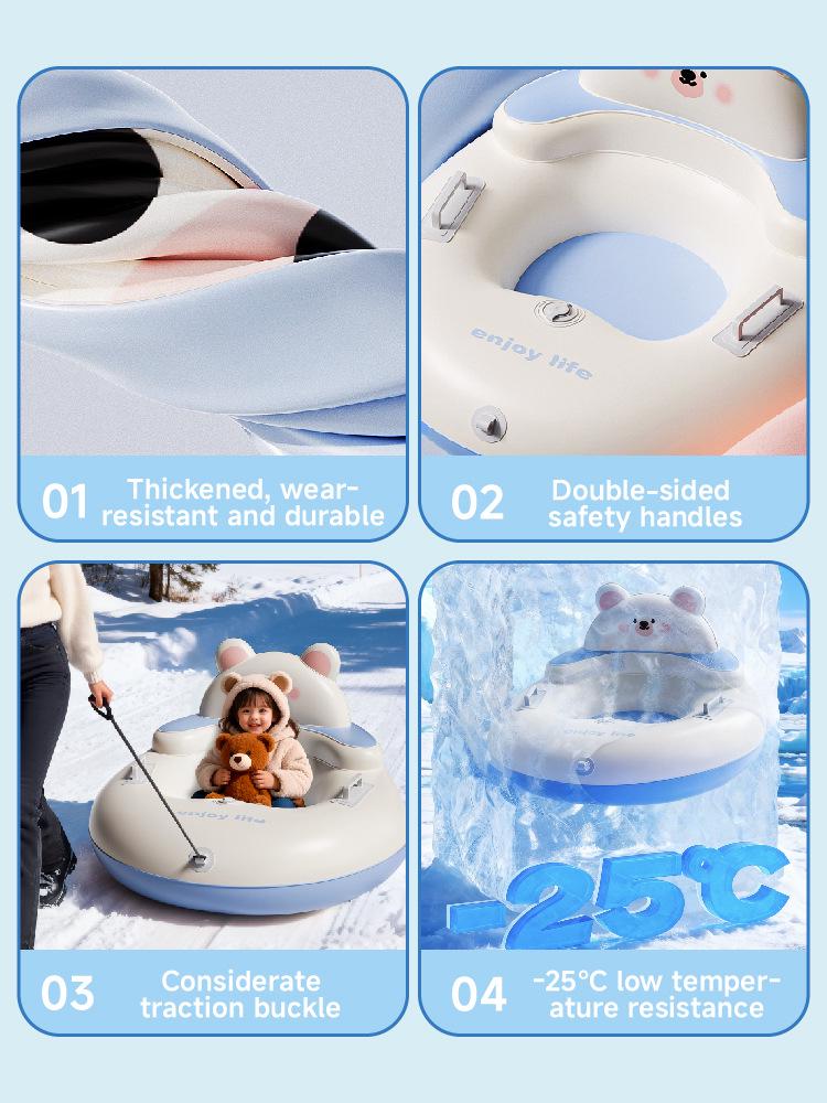 Winter Anti-Rollover Inflatable Ski Snow Ring for Kids – Portable Sliding Toy