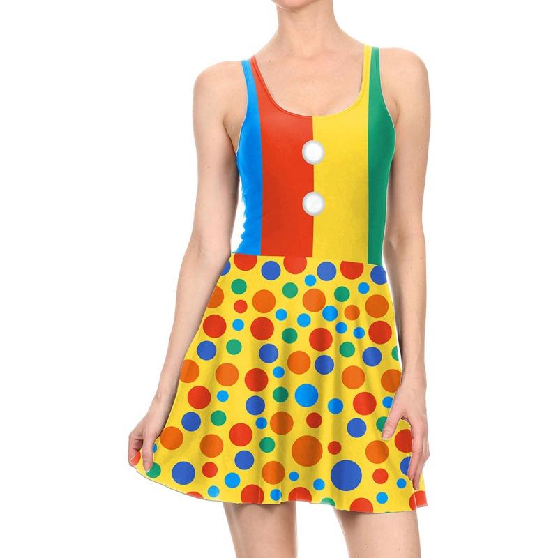 Halloween Print Dress, Hot-selling Clown Halloween Dress, Female