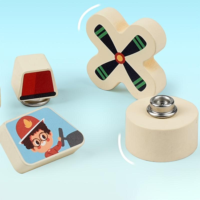 Traffic Vehicle Assembly Blocks, Wooden 3D Puzzle, 3 Dimensional Fire Truck, Ambulance, Police Car, Helicopter Puzzle,Buckle Style Assembly Toy