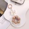 Pearl Bow Phone Lanyard with Sweet French Style Bag Keychain and Round Clasp