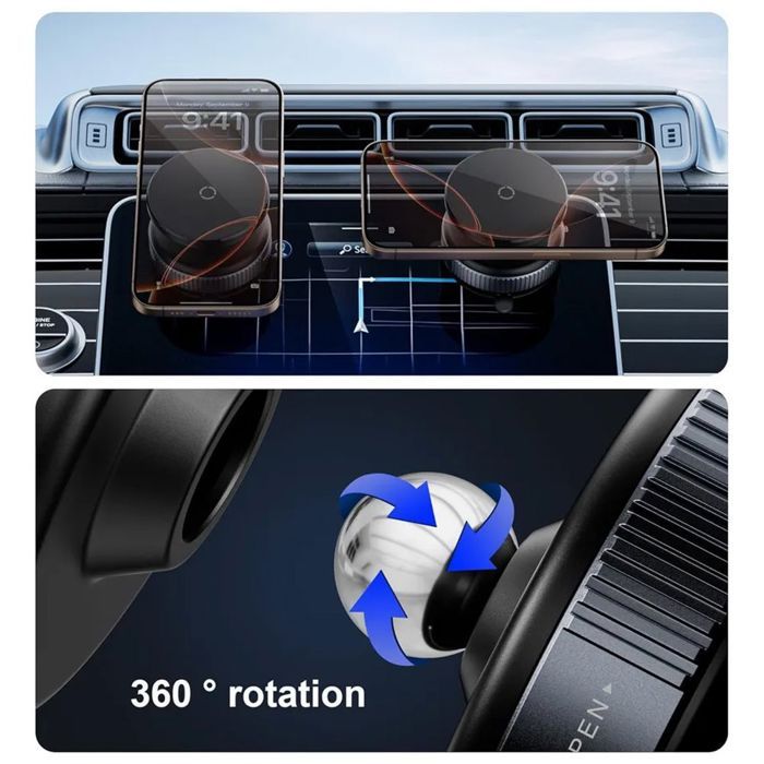 Support Voiture Magnétique - Universel - Noir - Antidérapant - Rotation 360° - Multi-scénarios