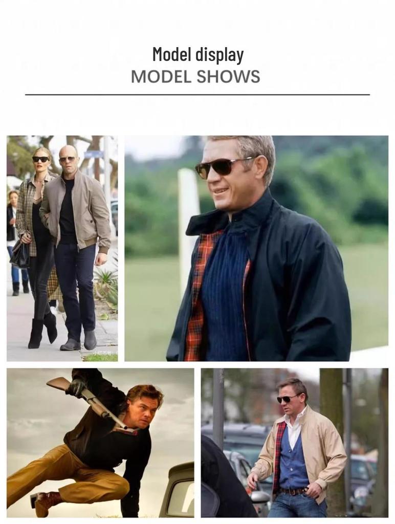 American Retro Tough Guy Harrington Jacket: 3M Workwear, Stand Collar, Three-Proof, Solid Color Men's Outerwear for Spring & Autumn.