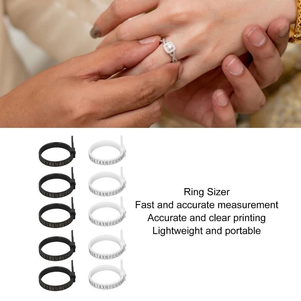 10pcs Plastic Ring Sizer Tool Clear Printing Ring Measurement Tool Finger Measuring Gauge  For Men